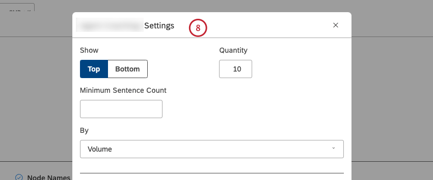 Configure el subconjunto de datos que se deben incluir en esa agrupación para el informe en la ventana Configuración.