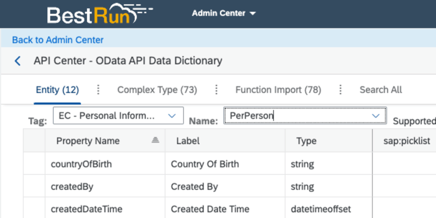Buscando un campo en SuccessFactors para encontrar su camino