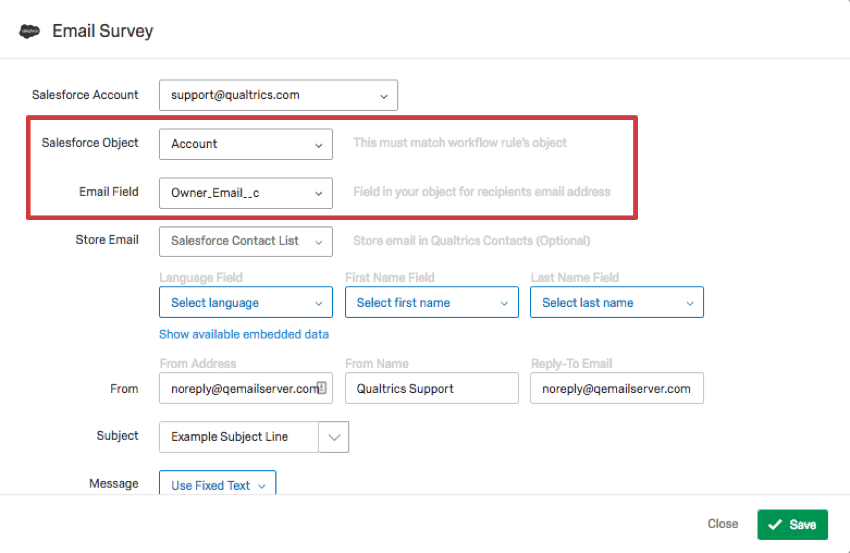 E-Mail in Auslöser und Umfrage mailen festlegen