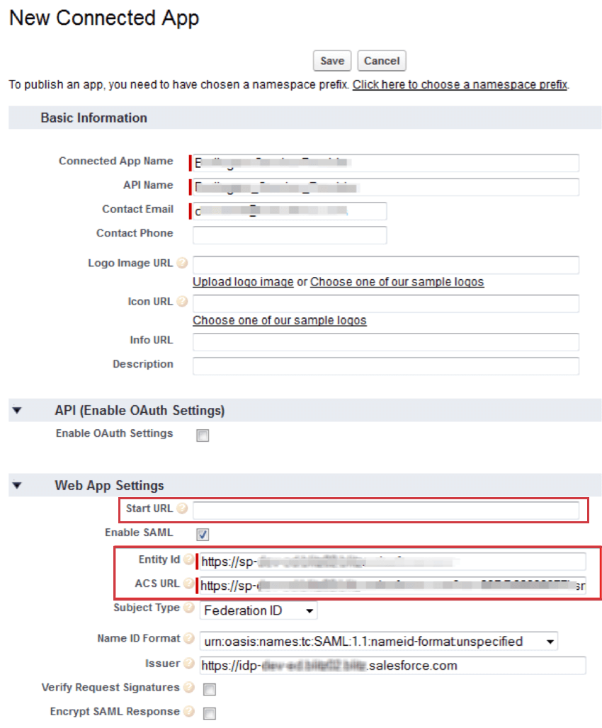 Todos los campos enumerados aquí se encuentran hacia la parte inferior de la ventana en la sección denominada configuración de la aplicación web.