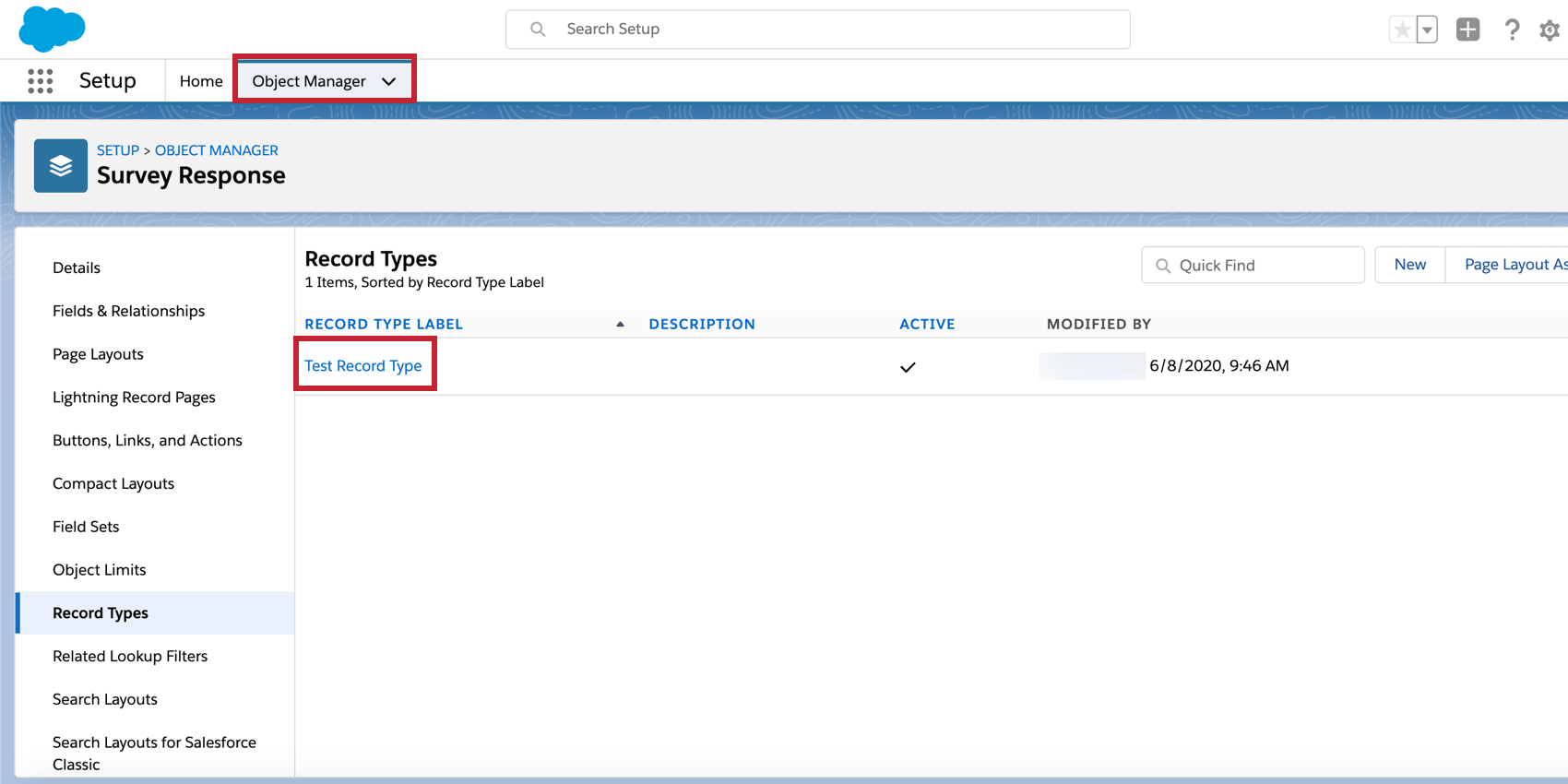 selecting a record type in salesforce