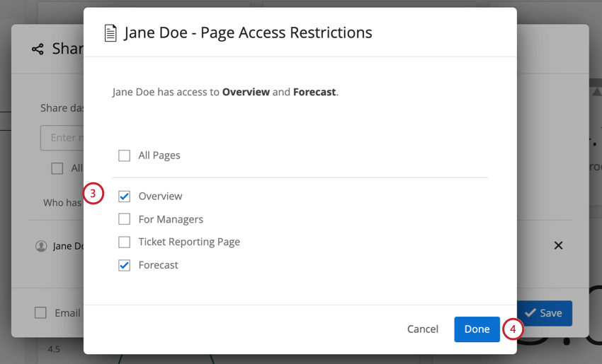 List of pages you can select or deslect