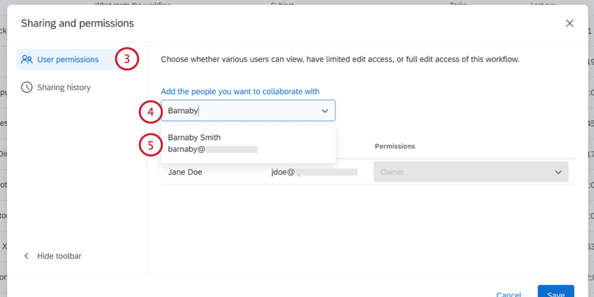 recherche dun utilisateur avec lequel partager
