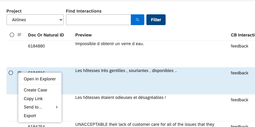 le menu déroulant suivant linteraction comporte une option de lien de copie