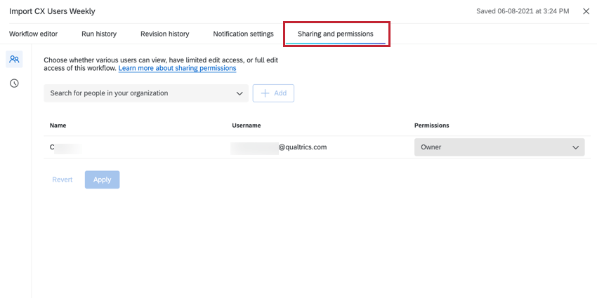 the sharing and permissions tab