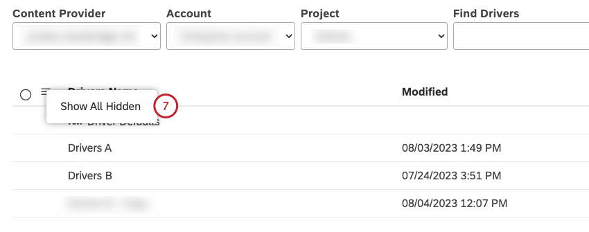 非表示のオブジェクトを表示するには、「すべての非表示を表示」をクリックします。