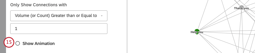 Seleccione la casilla de verificación Mostrar animación para habilitar la animación de nodos.