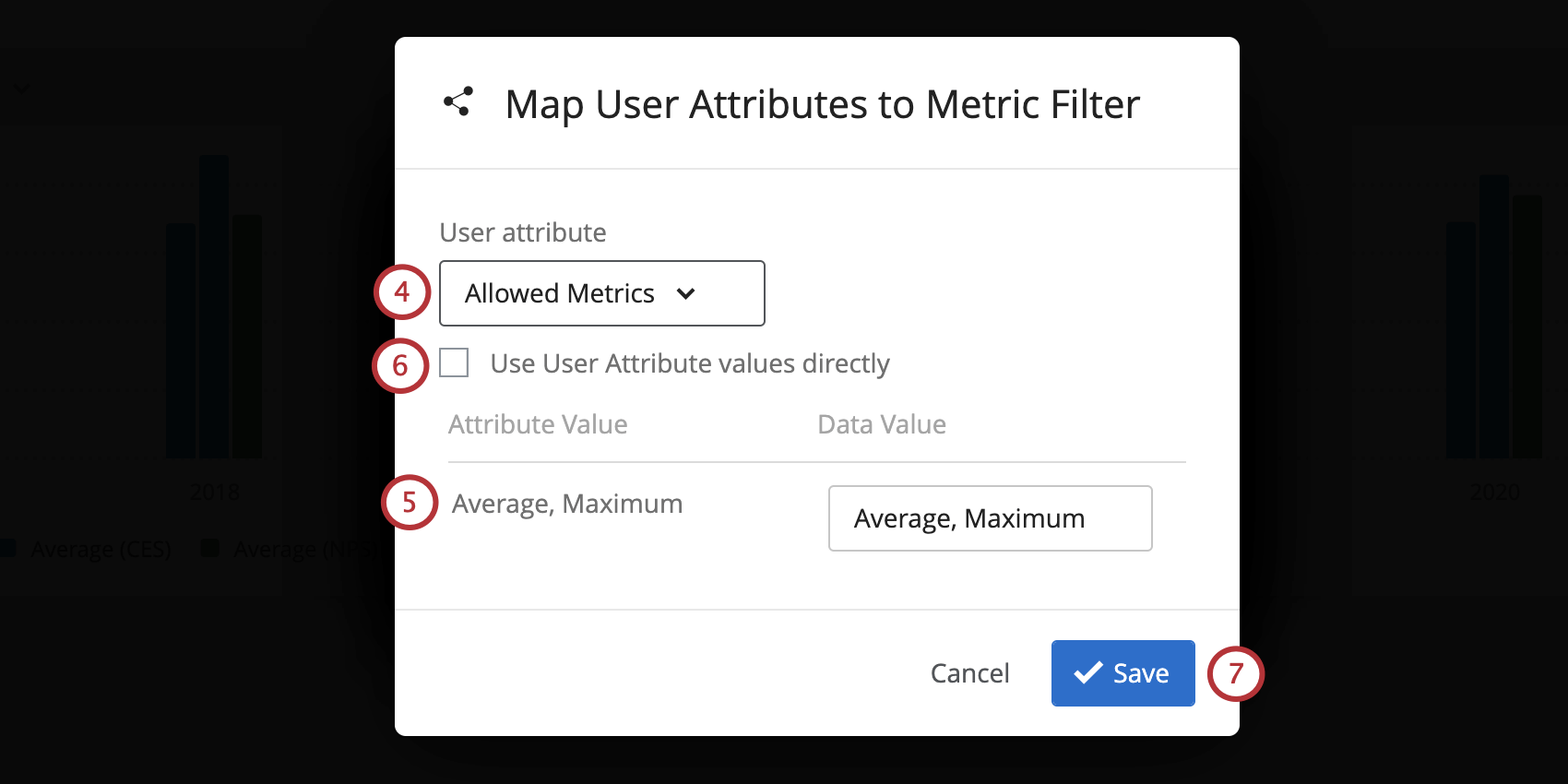 Menu Map User Attributes (Mapear atributos do usuário)