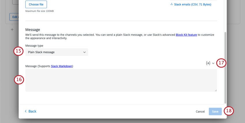 Elegir el tipo de mensaje y escribir el cuerpo del mensaje.