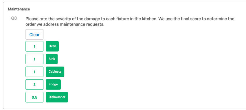Question du curseur dans la notation. Elle ressemble à une liste doptions avec un champ unique à côté de chacune dentre elles