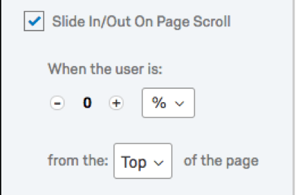 When selected, Slide In/Out option has additional settings