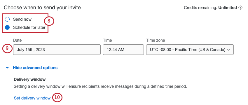 scheduling the invite