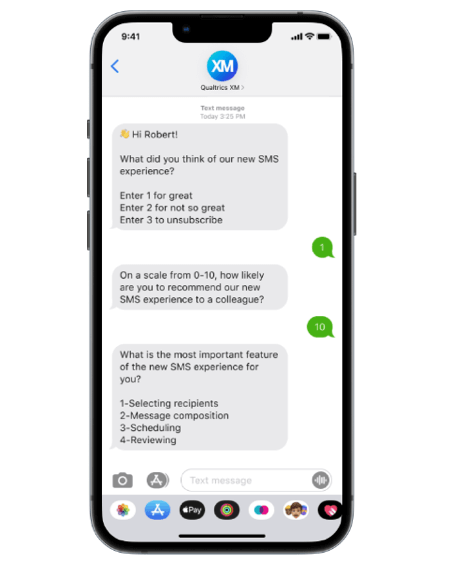 vista del rispondente di una distribuzione di sms a 2 vie