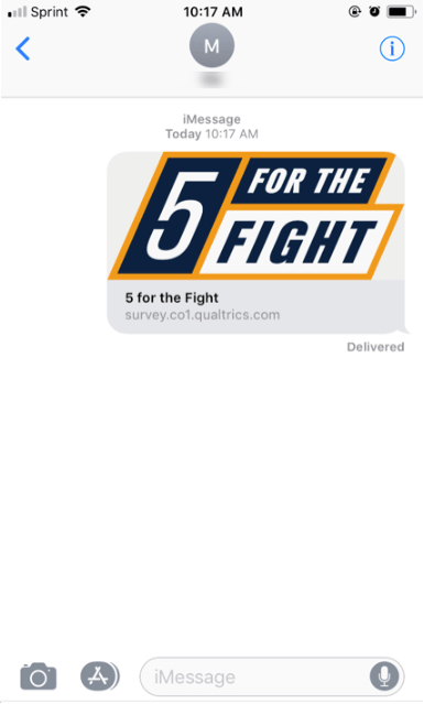 Example of a link sent to an iPhone as an SMS