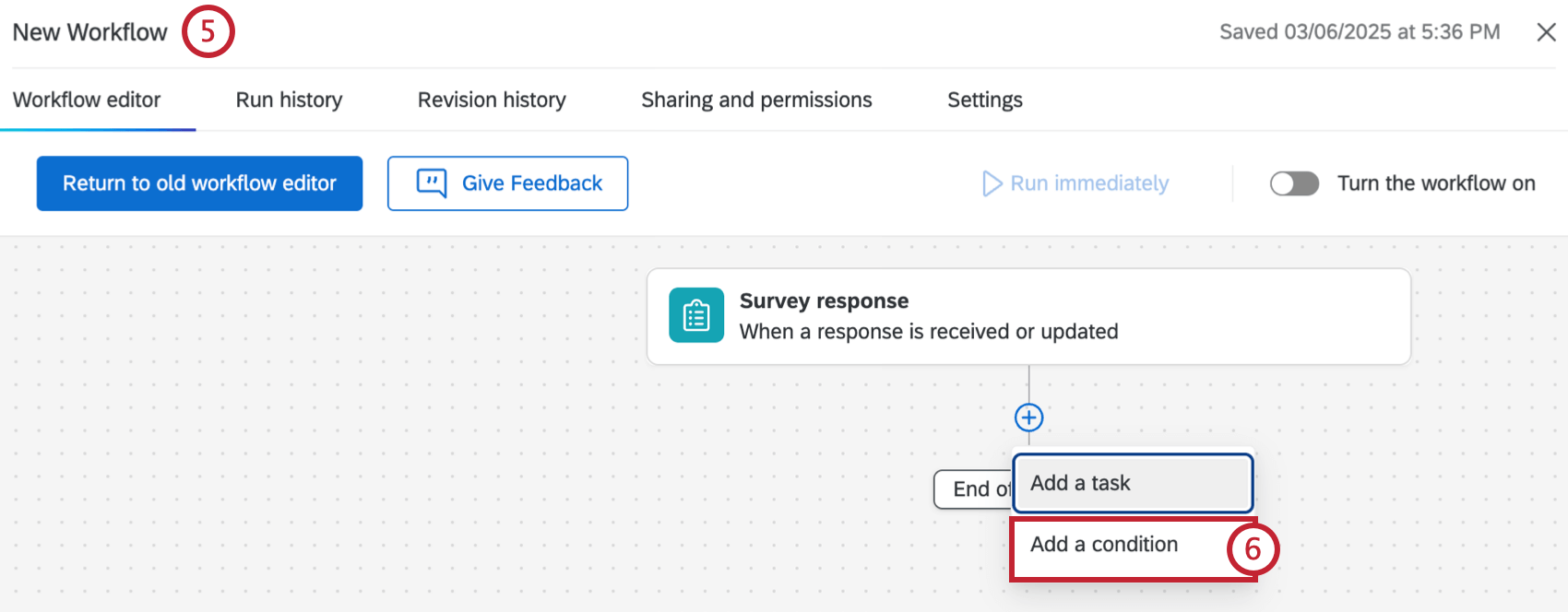 workflow configuration page