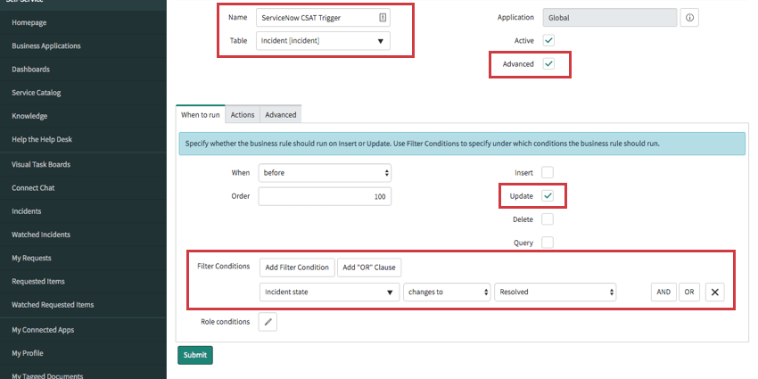 Campos vitais destacados em vermelho na página