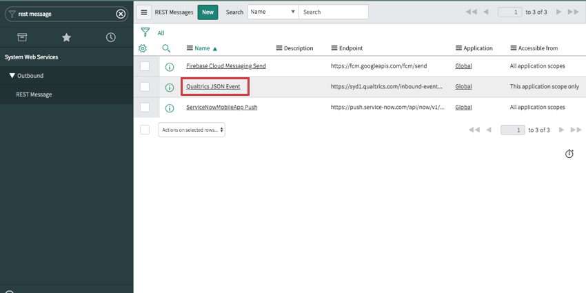 Öffnen der rest Meldung