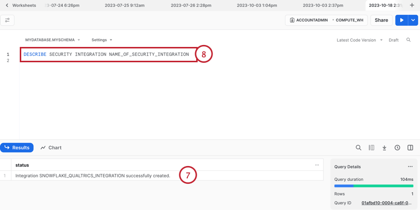 la saisie de la ligne de code suivante
