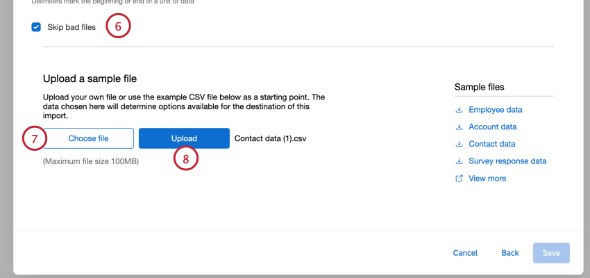 uploading a template file