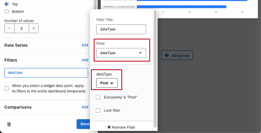 filtro widget para tipo de dados definido como Post