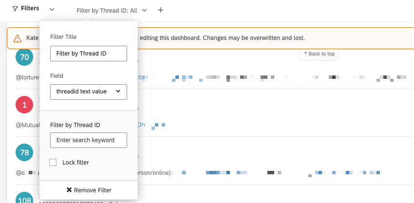 building a filter for thread ID