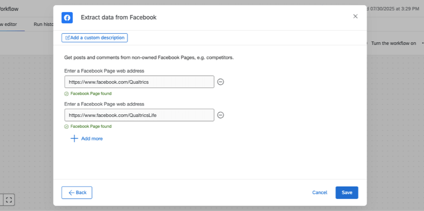 FacebookページのURLを追加する