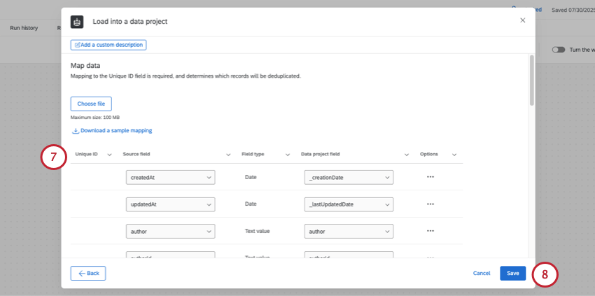 mapeamento de campos do social para o Qualtrics
