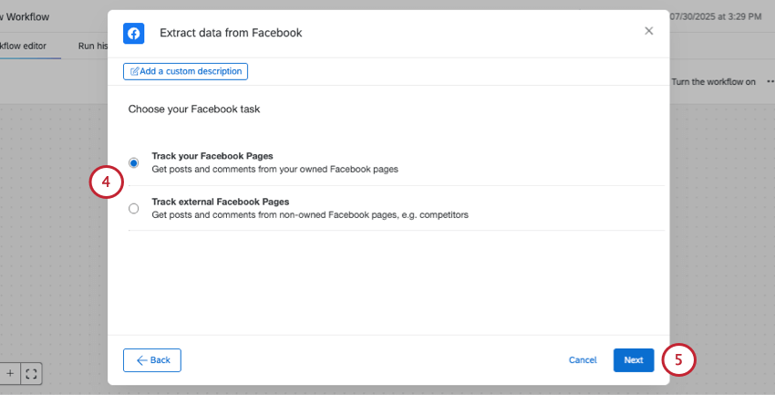 selezionare tra i tipi di tracciamento di Facebook