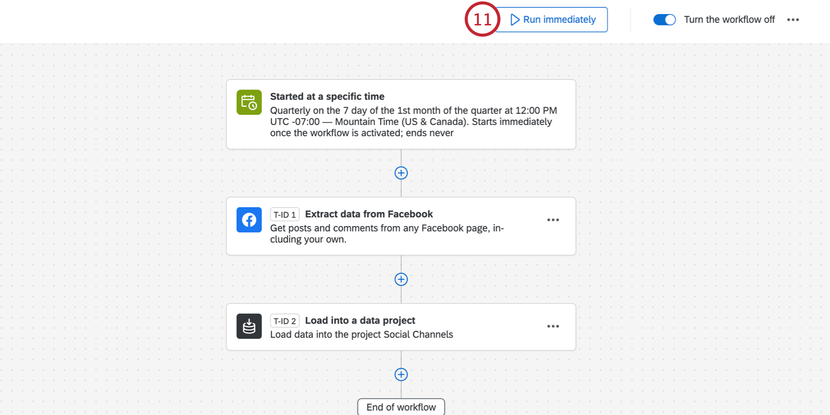 clicking "Run Immediately"