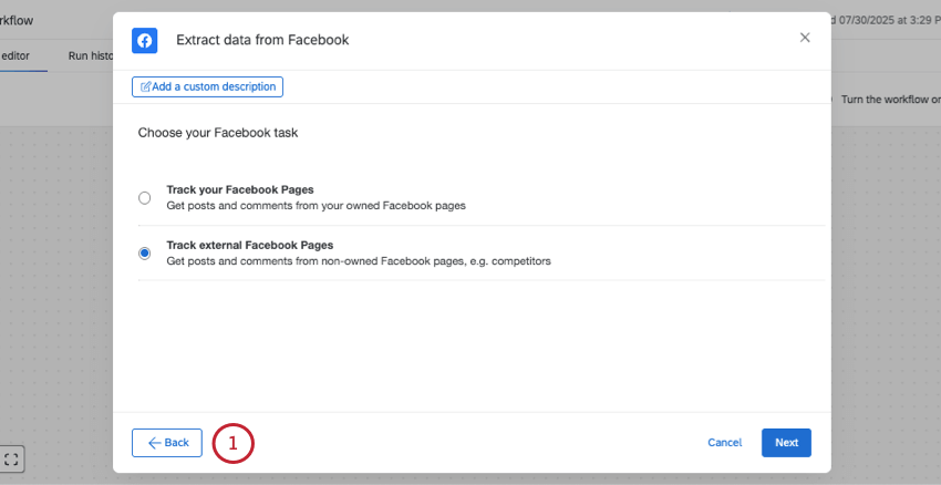 back button bottom-right of workflow modals