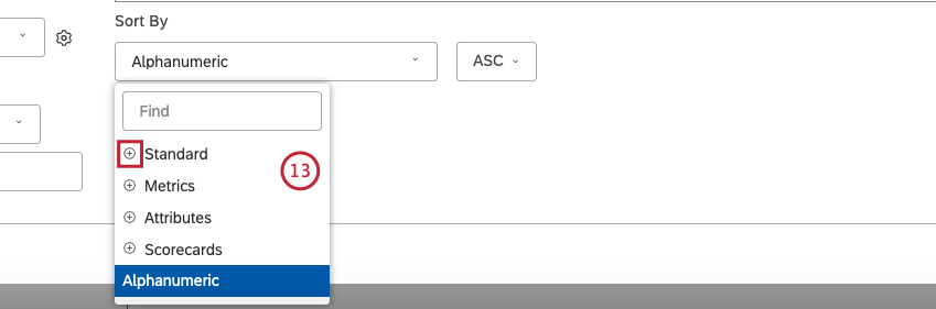 Select the metric by which topics should be sorted on each level of the hierarchy.