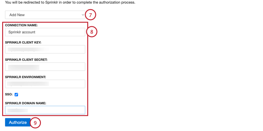 using the dropdown to choose an account or add a new one
