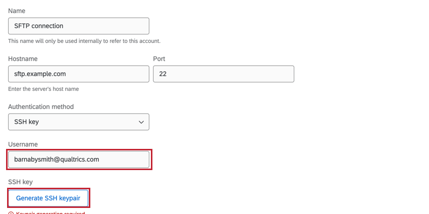 facendo clic su Genera coppia di chiavi SSH