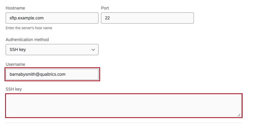 entering the username and ssh key