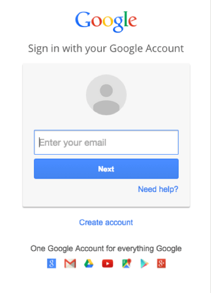 Página de login do Google