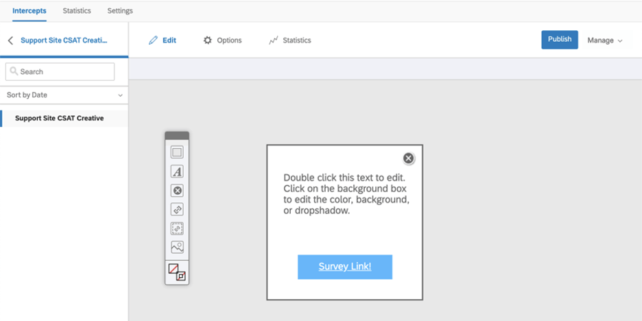 la page où vous éditez les créatifs