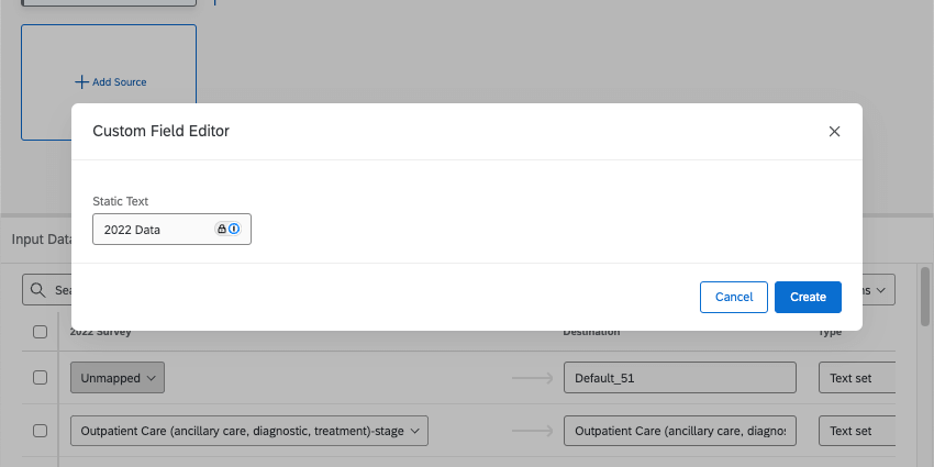 new window asking you to add static text