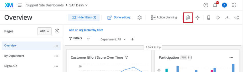 Button sieht aus wie eine Lupe mit den Buchstaben IQ darunter geschrieben
