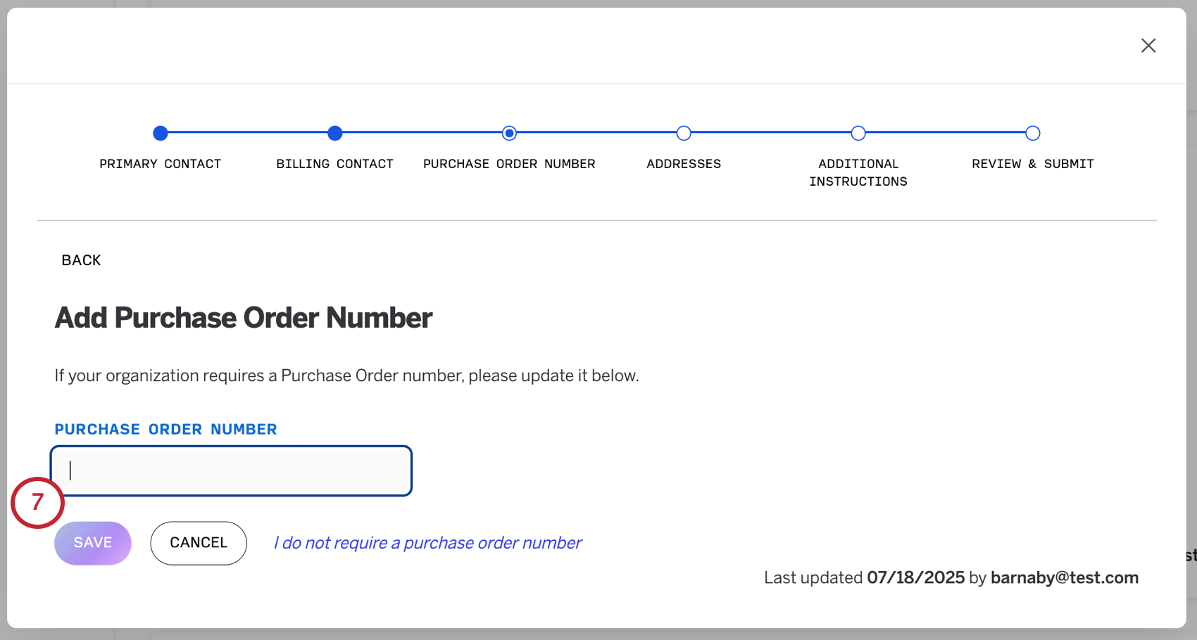 adding a purchase order number