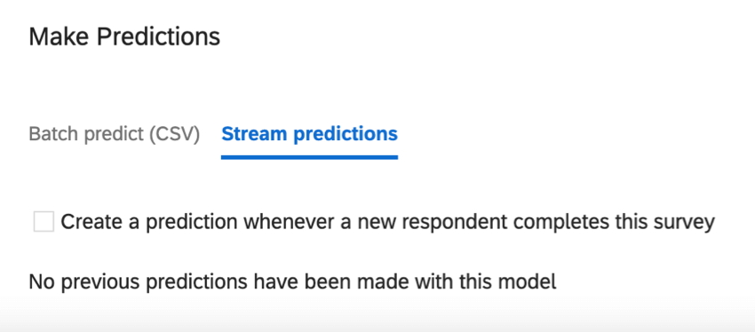 One check box under the stream predictions tab
