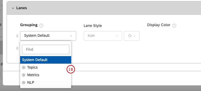 Dropdown für Transportbeziehungsgruppierung