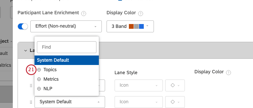 menu de enriquecimento da pista participante