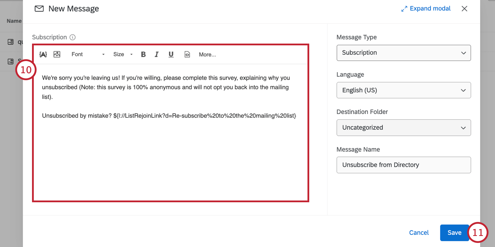 terminer la rédaction du message et lenregistrer