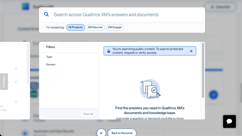 search function of trust center opens over the page