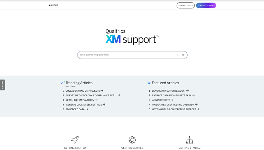 la page daccueil du site dassistance, avec la recherche, les articles en vogue et des liens vers divers guides de démarrage