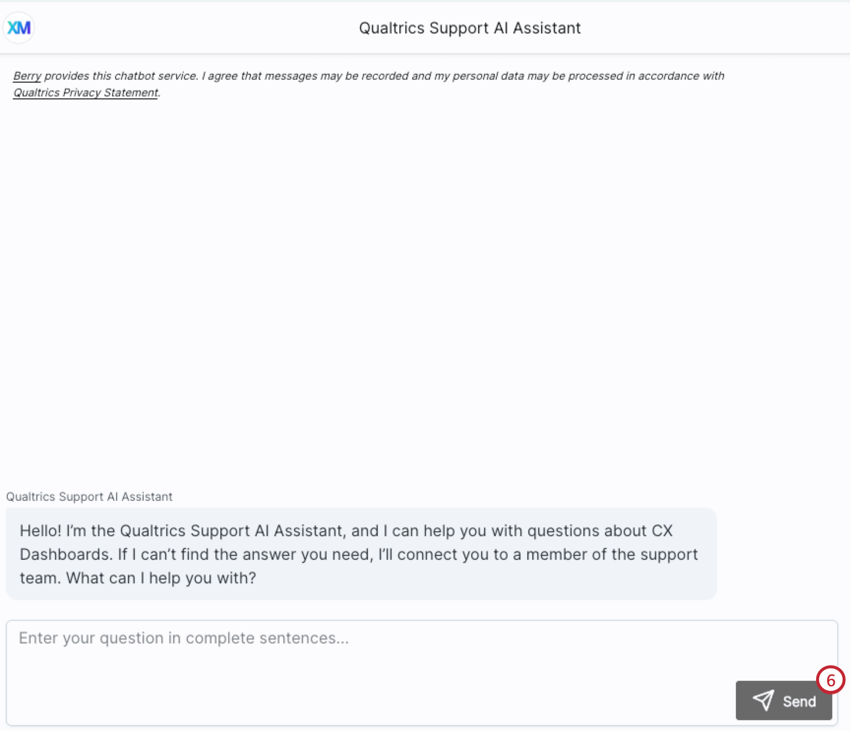 per inviare un messaggio al chatbot di assistenza