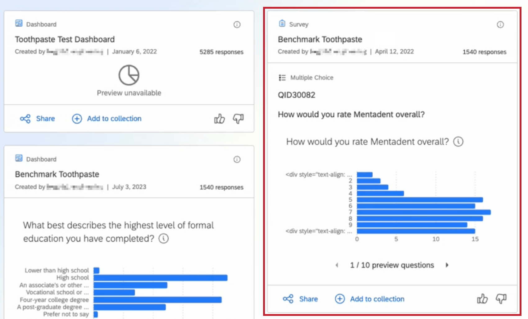 A survey type of search result is highlighted