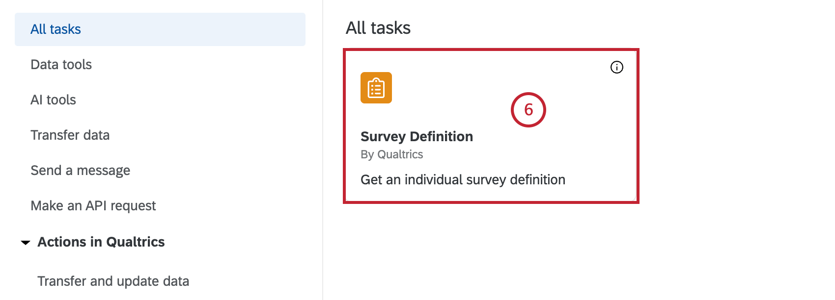 survey definition task within the task catalog