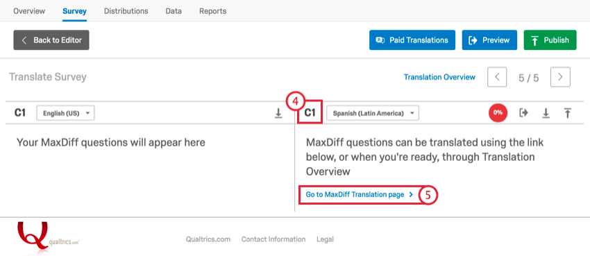 質問c1を選択し、Maxdiffの翻訳ページに移動する。