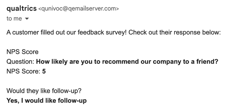 the email trigger showing piped text in English